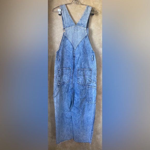 Abigail Aldrich Acid Wash Denim Overalls Vintage 80s 90s Raw Hem Carpenter Med - Picture 2 of 10